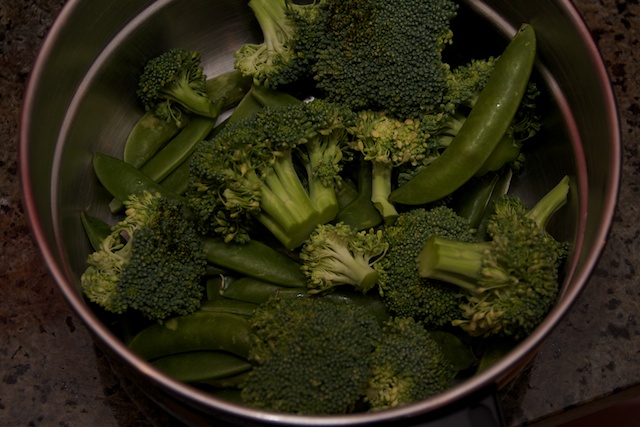 broccoli and pea pods