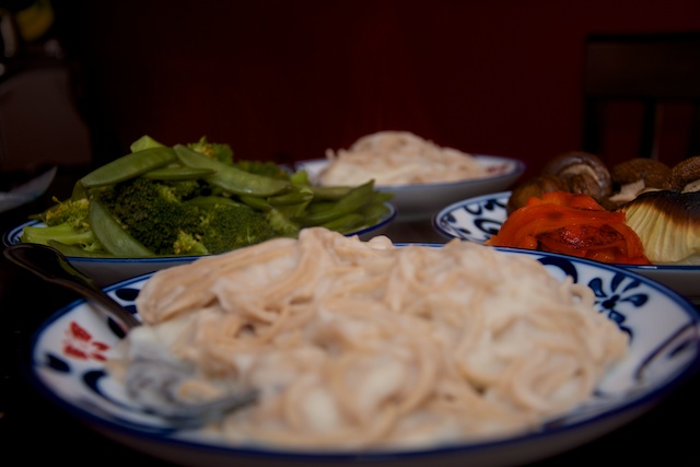 cauliflower fettuccine alfredo & vegetables