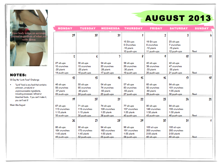 August Fab Ab Challenge